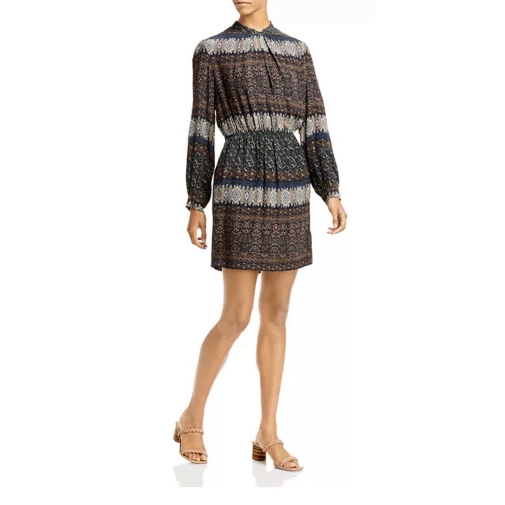 Vanessa Bruno Dress Size 34 Medium Santana Black Multicolored Printed Silk $380